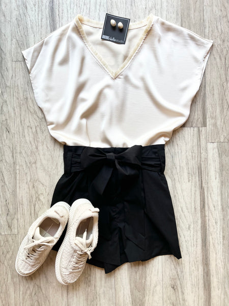 Sash Waist Shorts - Black