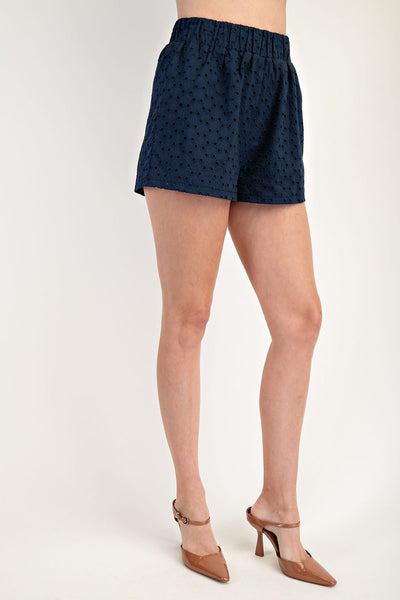 Eyelet Shorts Set - Navy