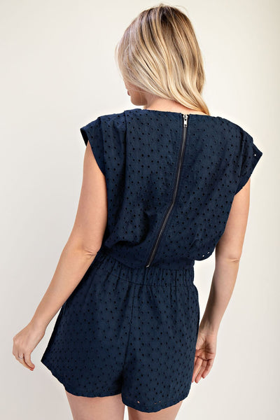 Eyelet Shorts Set - Navy