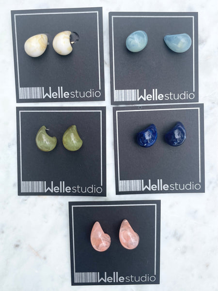 Color Lucite Drop Stud Earrings