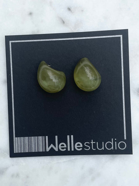 Color Lucite Drop Stud Earrings