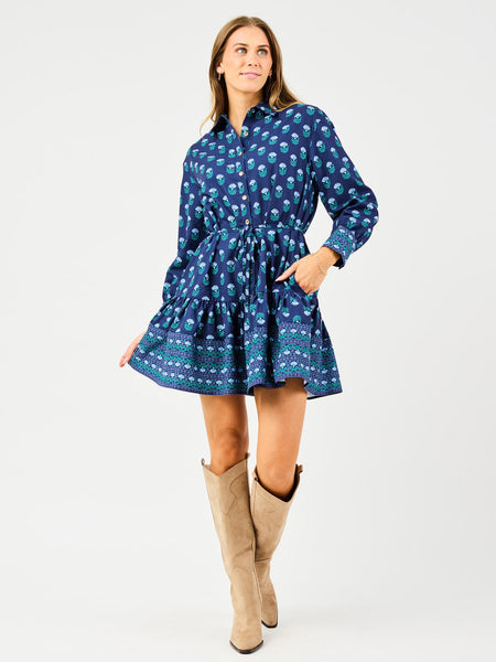 Button Down Collar Print Dress