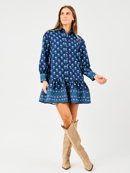 Button Down Collar Print Dress