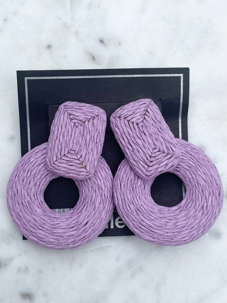 Woven Rattan Circle Earrings