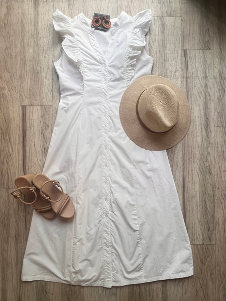 Poplin Ruffle Midi Dress