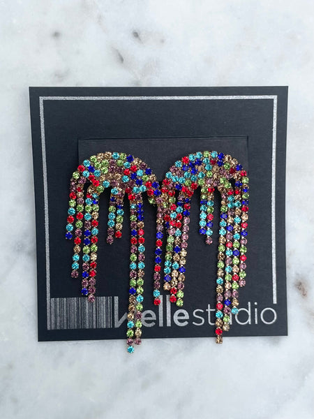 Fringed Arch Crystal Earrings
