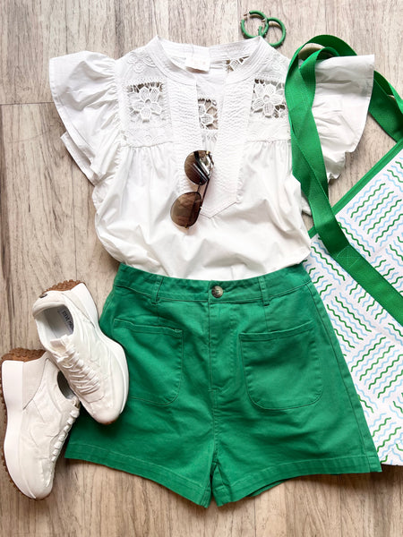 Patch Pocket Shorts - Green