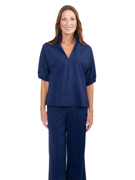 Ponte Poppy Top - Navy
