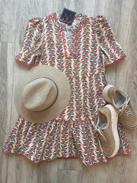 Puff Sleeve Shift Dress