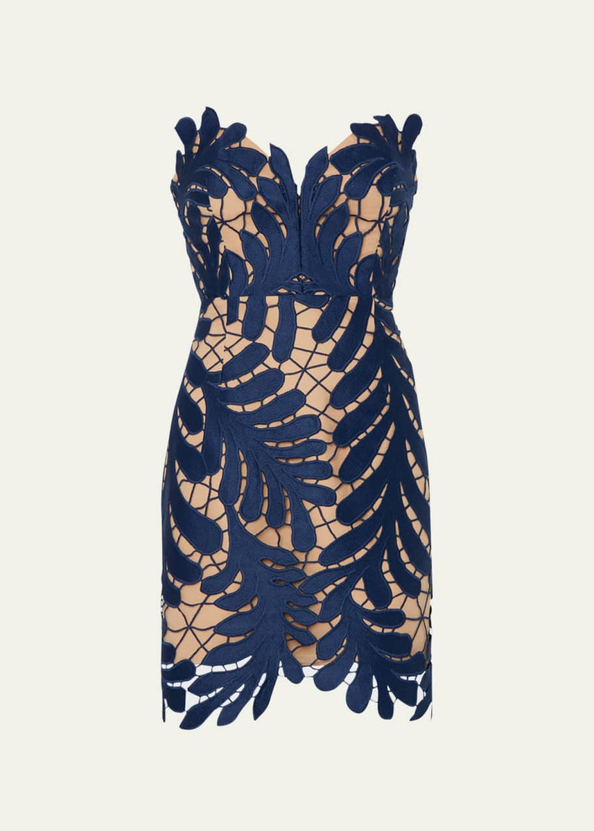 Osianna Strapless Leaf Lace Mini Dress – Welle Studio