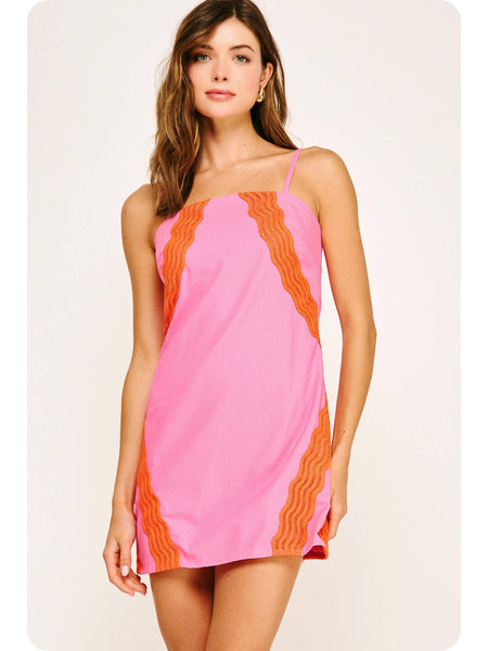 Vivid Lace Trim Sheath Dress