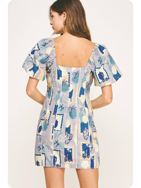 Contrast Pipe Button Down Dress