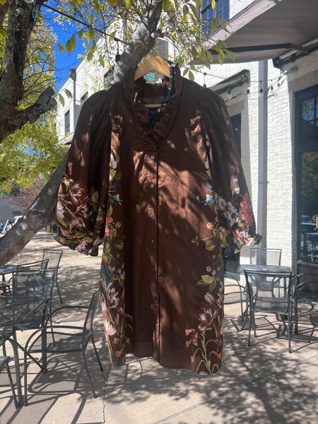 Button Front Botanical Dress