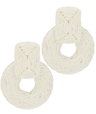 Woven Rattan Circle Earrings