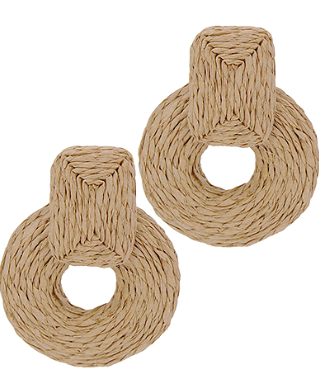 Woven Rattan Circle Earrings