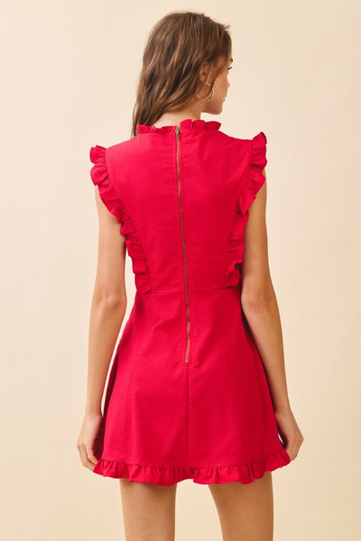 Ruffle Notched Neckline Dress