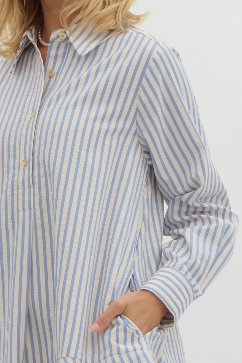 long sleeve striped shift dress Julia Shirt Dress