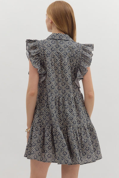 Medallion Mini Dress - Navy