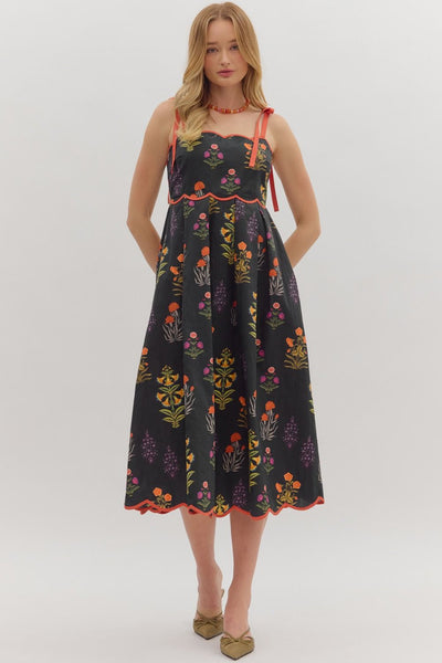 Tie Strap Fall Floral Dress