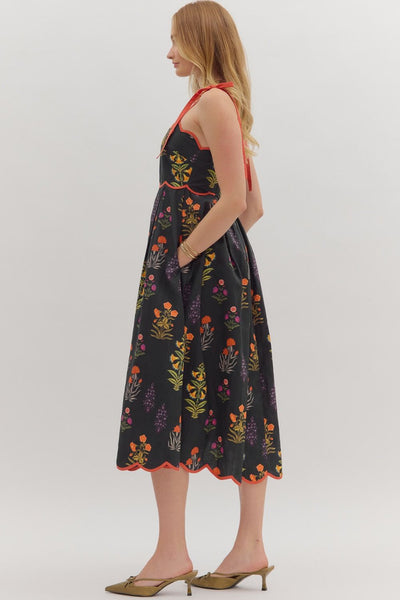 Tie Strap Fall Floral Dress
