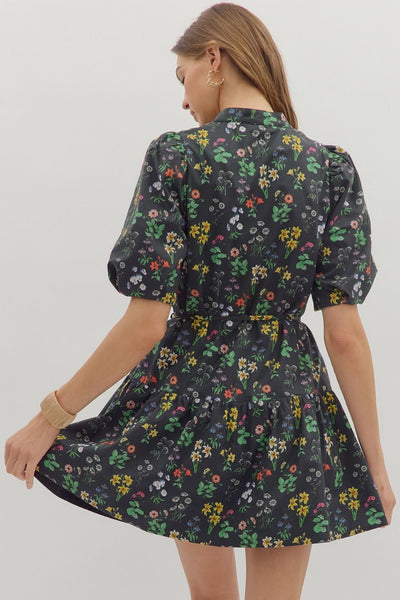Midnight Floral Button Front Dress