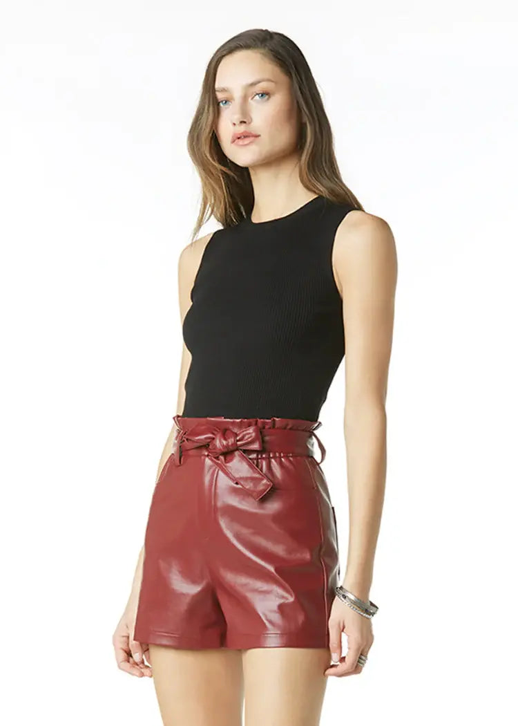 Leather tie shorts on sale