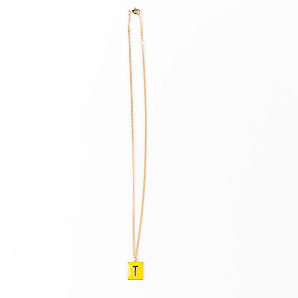 Enamel Initial Necklace
