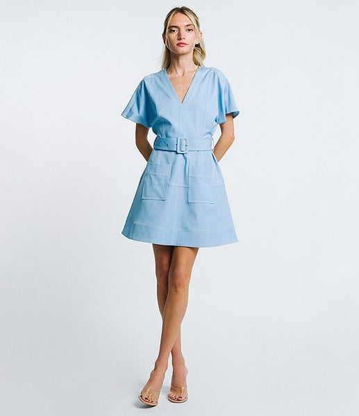 V-Neck Short Sleeve Mini Dress