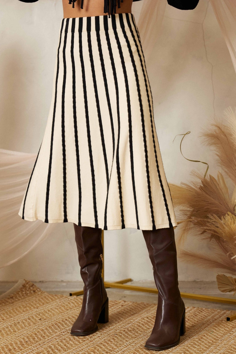 Sunburst Stripe Sweater Midi Skirt
