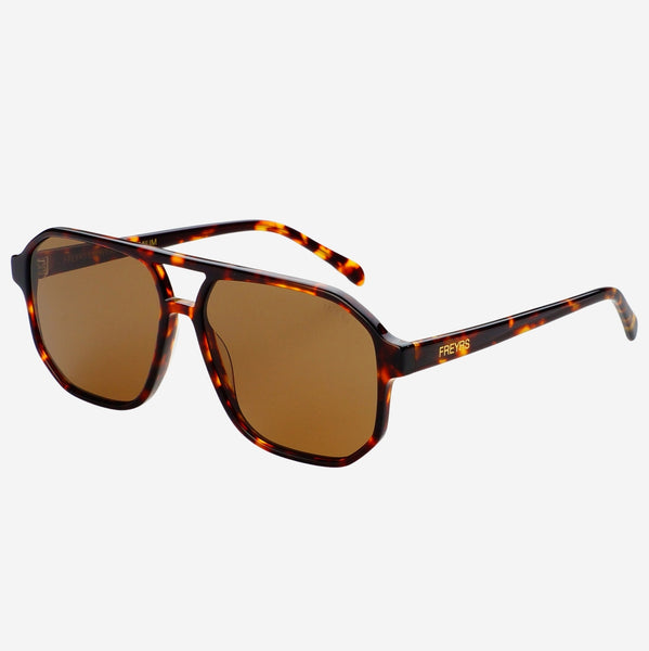 Billie Unisex Aviator Sunglasses - Dark Tortoise / Solid Brown