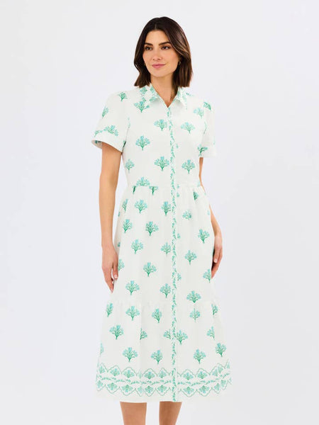 Collar Bloom Button Down Midi Dress