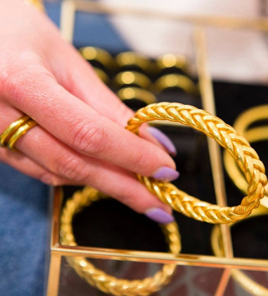 Braided Gold Waterproof Bangle