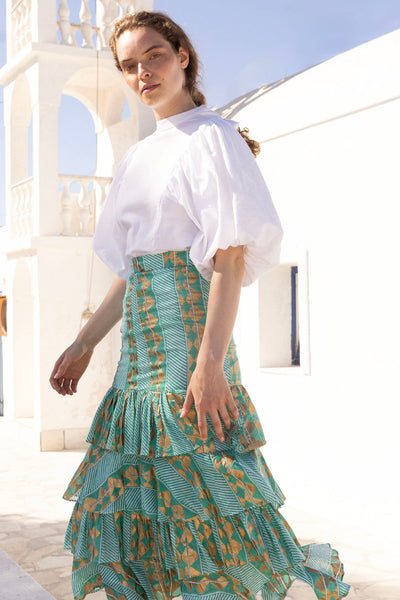 Ruffle Maxi Skirt - Ascot Teal