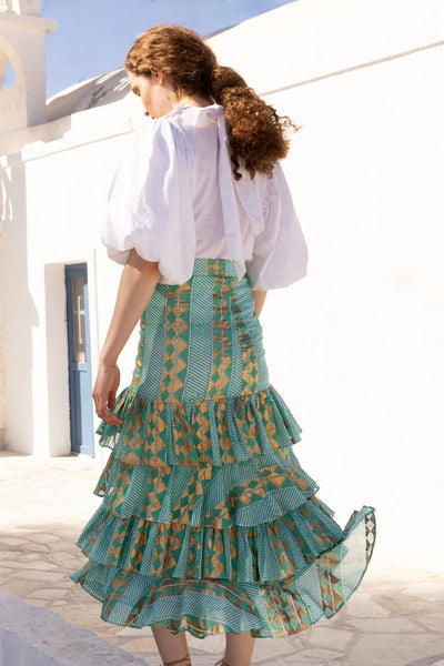 Ruffle Maxi Skirt - Ascot Teal