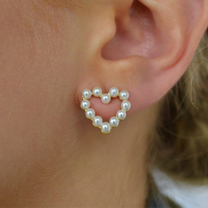 Pearl Heart Stud Earrings