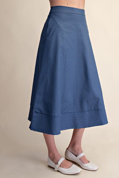 Stitch Hem Midi Skirt