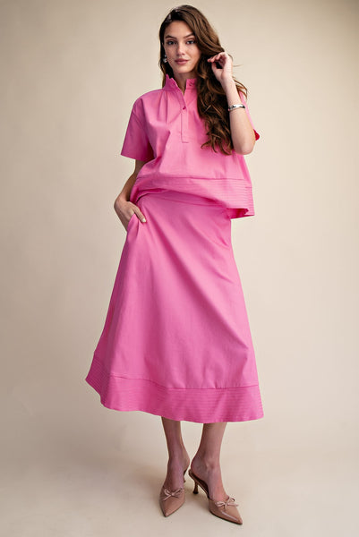 Stitch Hem Midi Skirt