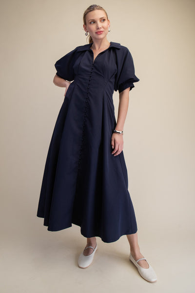 Cinch Waist Button Dress