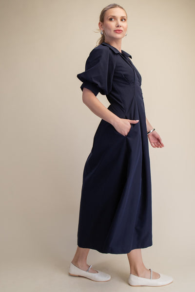 Cinch Waist Button Dress
