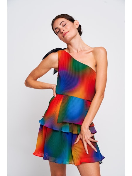 Ombre Pleat Mini Dress