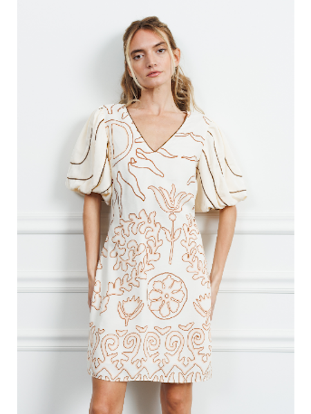 Brown Piping Detail Dress