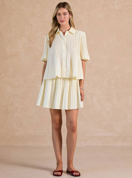 Pleated Half Sleeve Oversized Shirts