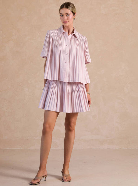 Pleated Half Sleeve Oversized Shirts