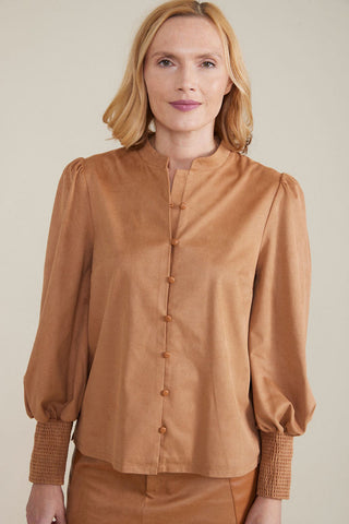 Camel Button Top