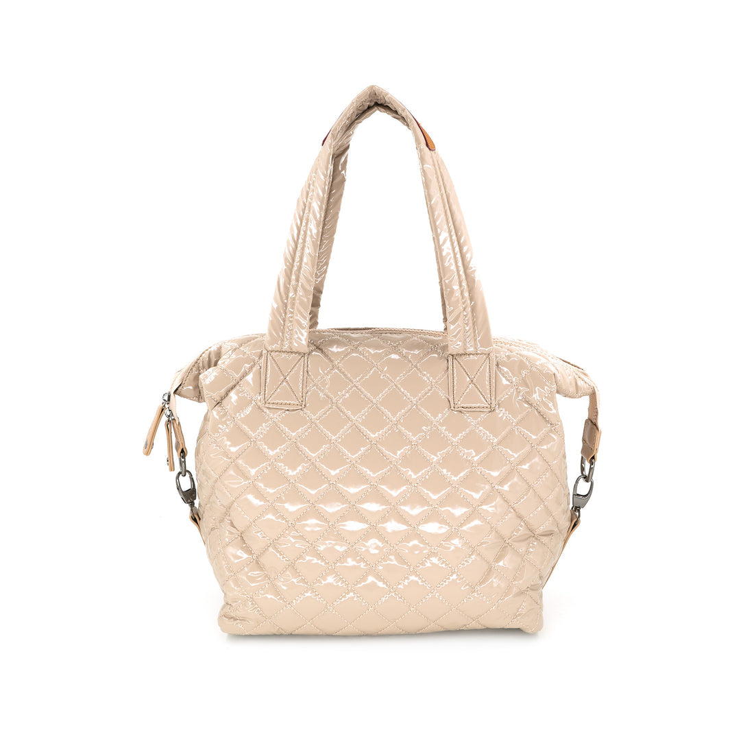 Quilted Tote - Nude Patent