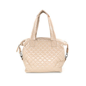 Quilted Tote - Nude Patent