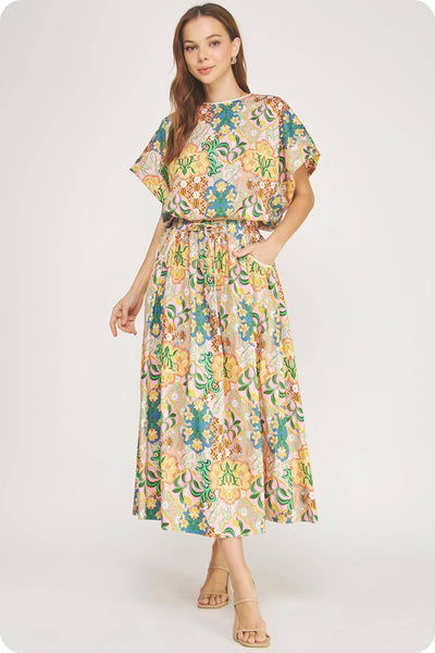 Garden Party Crochet Trim Midi Skirt