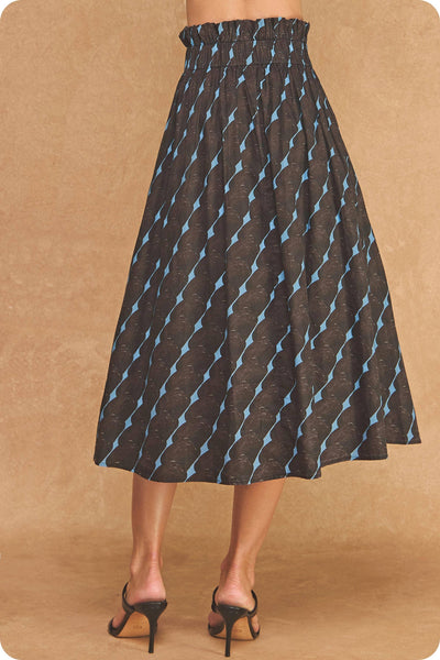 Abstract Geometric Print Pleated Midi Skirt