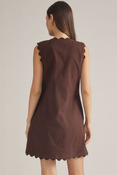 Chocolate Trimmed Button Dress
