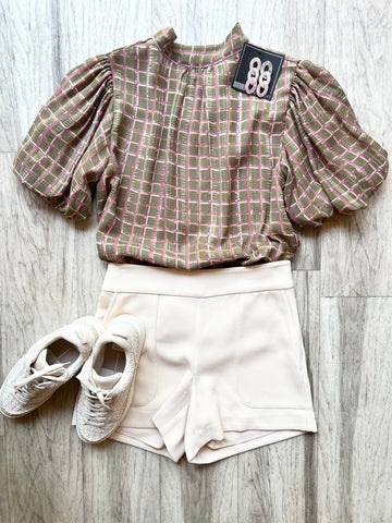 Olive Grid Top